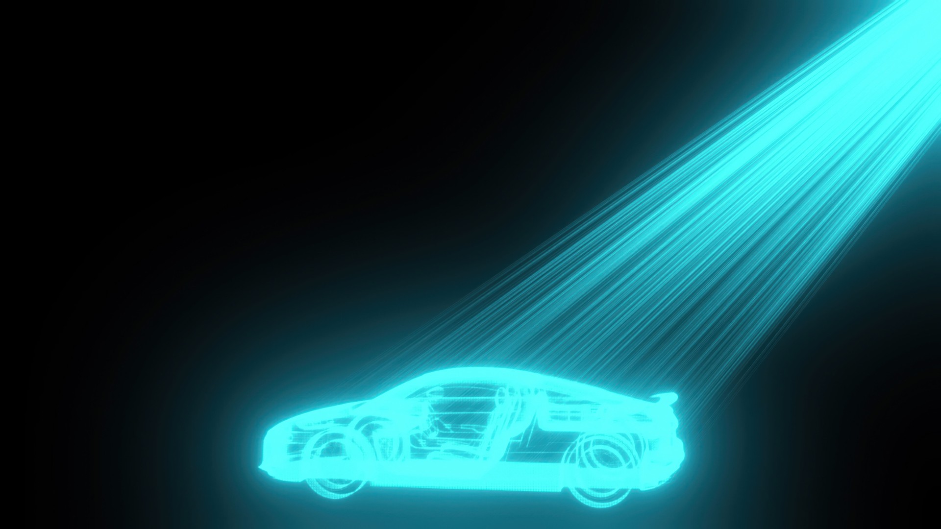 3d render Hologram car
